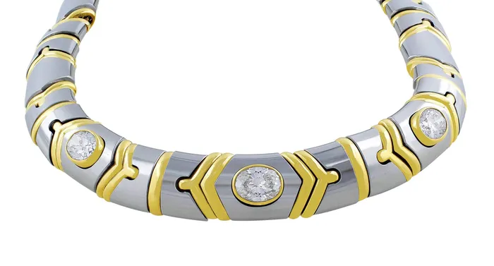 Bvlgari Necklaces Bulgari 18k White Yellow Gold Diamond Necklace GIA Certified Bvlgari Necklaces Bulgari 18k White Yellow Gold Diamond Necklace GIA Certified