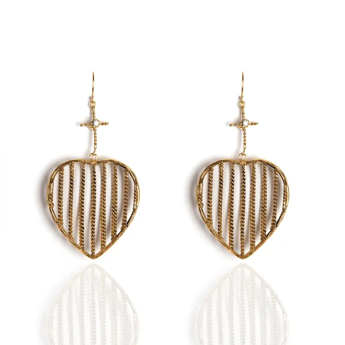 Caged Heart Earrings Virgins Saints Angels Earrings