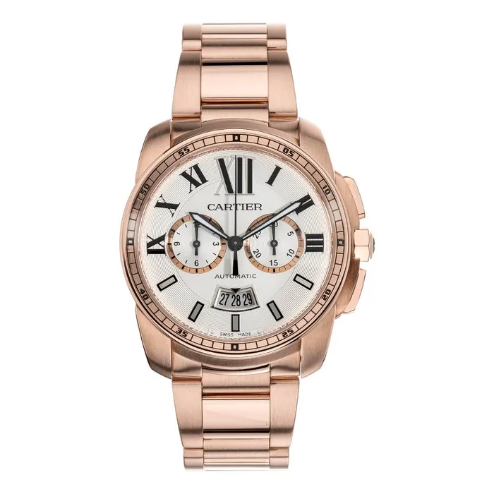 Cartier Calibre de Cartier 42mm Watch Ref W7100047 Silver Roman Dial 18K Rose Gold Bracelet Cartier Bracelets Cartier Calibre de Cartier 42mm Watch Ref W7100047 Silver Roman Dial 18K Rose Gold Bracelet Cartier Bracelets