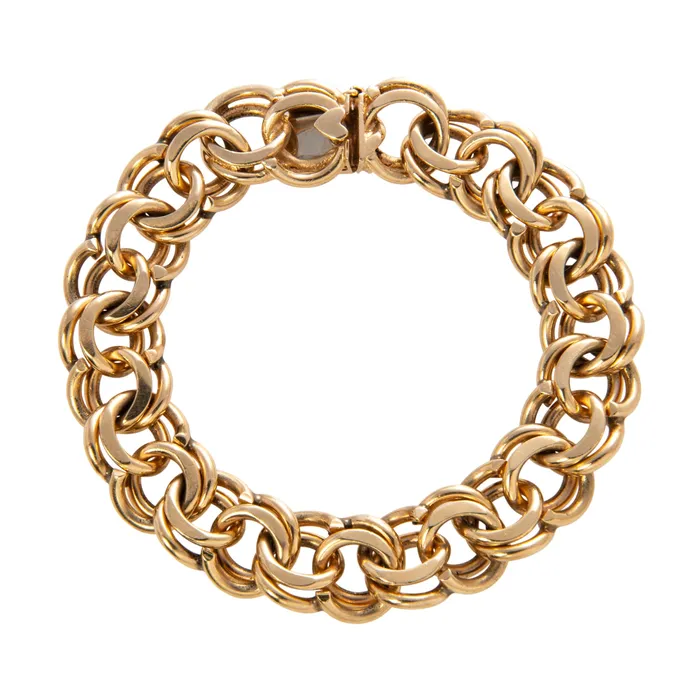 Croghans Bracelets Vintage 14K Yellow Gold Heavy Double Link Charm Bracelet Croghans Bracelets Vintage 14K Yellow Gold Heavy Double Link Charm Bracelet
