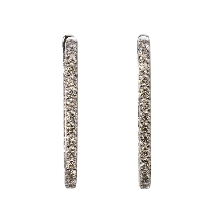 Croghans Earrings 2ctw Diamond Inside Out 14K White Gold Oblong Hoop Earrings Croghans Earrings 2ctw Diamond Inside Out 14K White Gold Oblong Hoop Earrings
