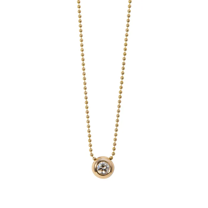 Croghans Necklaces 35ctw Diamond Bezel 14K Gold Beaded Chain Necklace