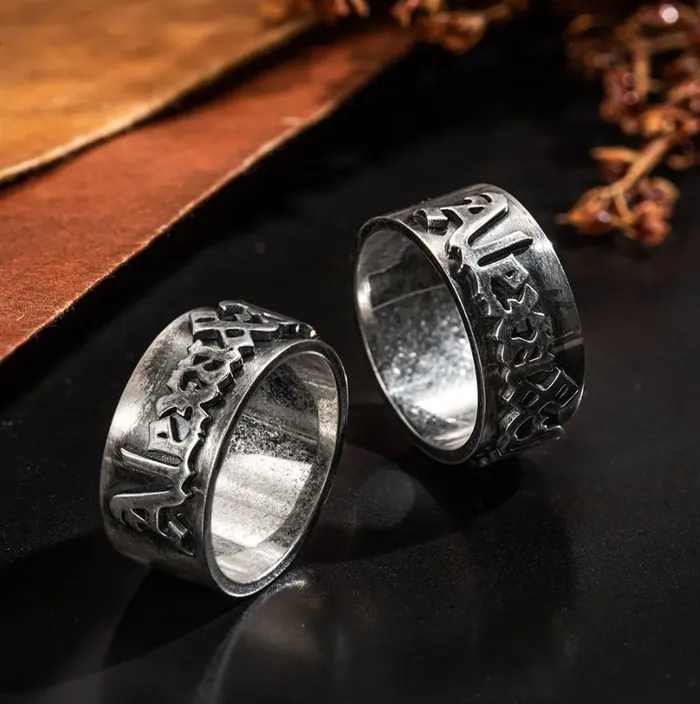 Custom Gothic Name Ring Old English Font Unisex Ring in Brass or Sterling Silver 925 TattooInspired Gothic Name Ring Belbren Rings