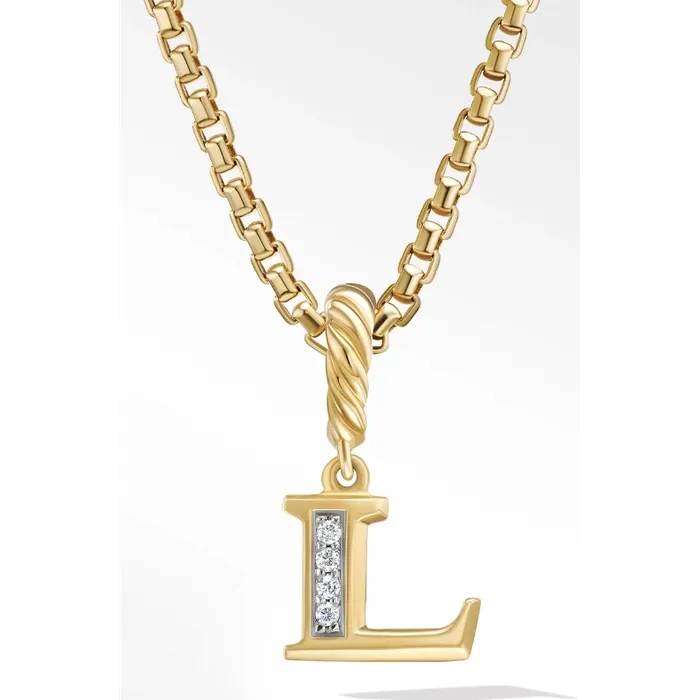 David Yurman 9mm Diamond Initial L Pendant David Yurman Necklaces