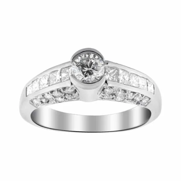 Diamond Engagement Ring Set in 18K White Gold 120ct tw Round Brilliant Princess Cut Natural Diamonds Diamond Source NYC Rings Diamond Engagement Ring Set in 18K White Gold 120ct tw Round Brilliant Princess Cut Natural Diamonds Diamond Source NYC Rings