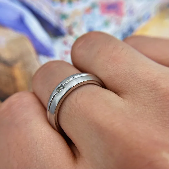 Diamond Source NYC 14k White Gold Band features 012ct Princess Cut Diamonds BA2100 Rings