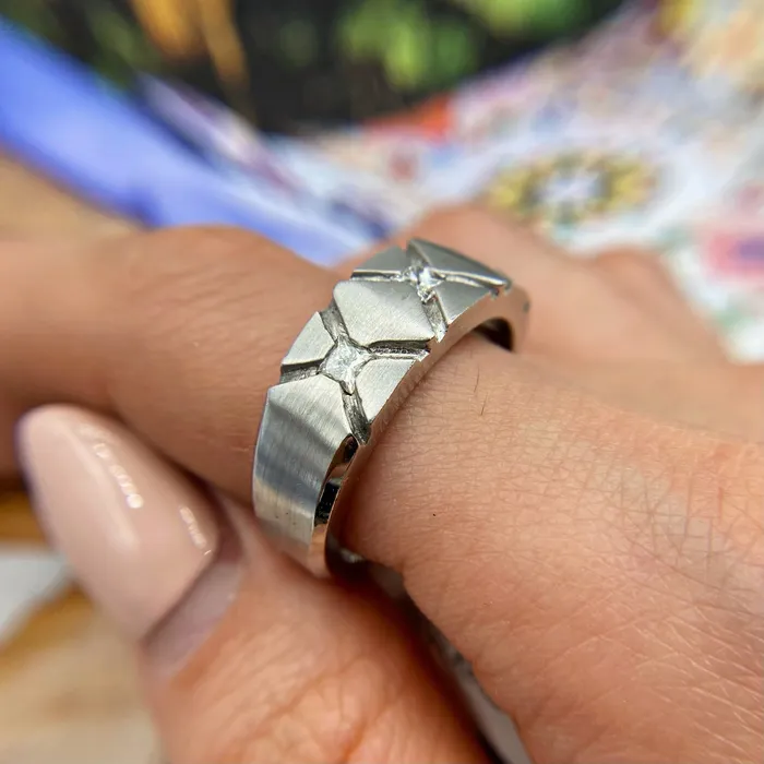 Diamond Source NYC Rings Natural Princess Cut Diamond Band Set in 14K White Gold 050ct tw