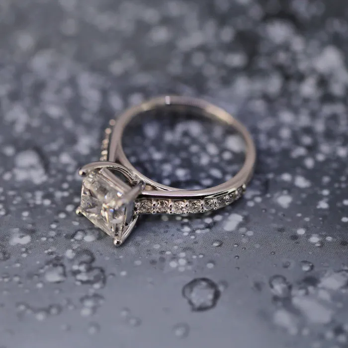 Diamond Source NYC Rings Pleasing Radiant Cut Diamond Engagement Ring 14k White Gold 380ct of TDW