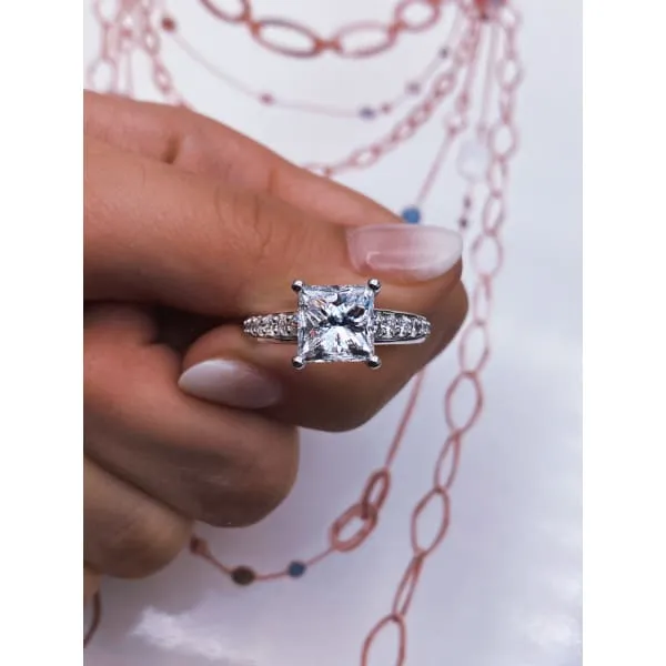 Diamond Source NYC Rings Pleasing Radiant Cut Diamond Engagement Ring 14k White Gold 380ct of TDW