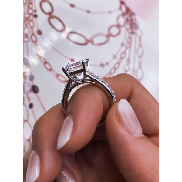 Diamond Source NYC Rings Pleasing Radiant Cut Diamond Engagement Ring 14k White Gold 380ct of TDW