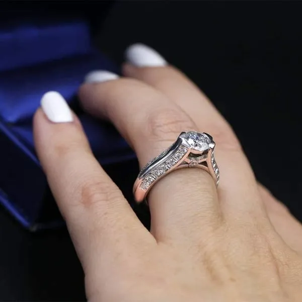 Diamond Source NYC Unique Diamond Engagement Ring Set in 14K White Gold 161ct tw Round Brilliant Natural Diamonds Rings