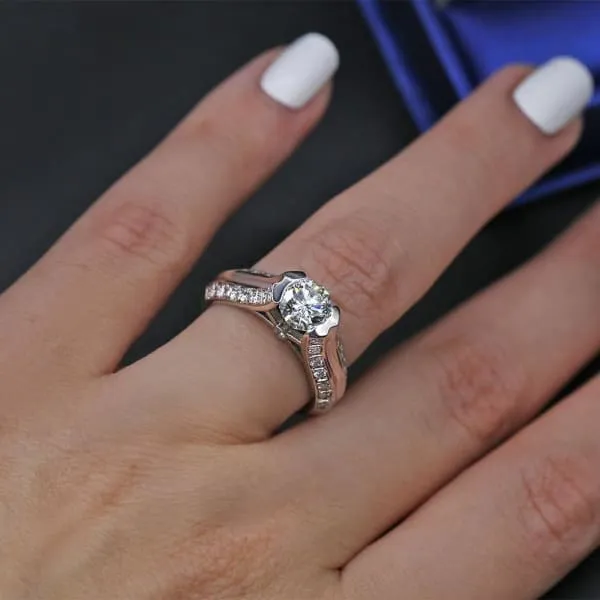 Diamond Source NYC Unique Diamond Engagement Ring Set in 14K White Gold 161ct tw Round Brilliant Natural Diamonds Rings