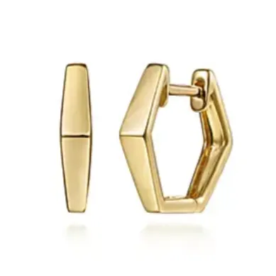 Earrings 14K Yellow Gold Geometric Huggie Hoop Earrings Gabriel Co
