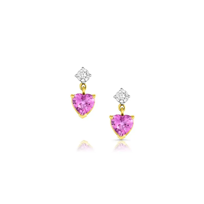 Earrings 18kt White Gold Rose Gold Pink Sapphire Diamond Heart Shape Drop Earrings CJ Charles Jewelers Earrings 18kt White Gold Rose Gold Pink Sapphire Diamond Heart Shape Drop Earrings CJ Charles Jewelers