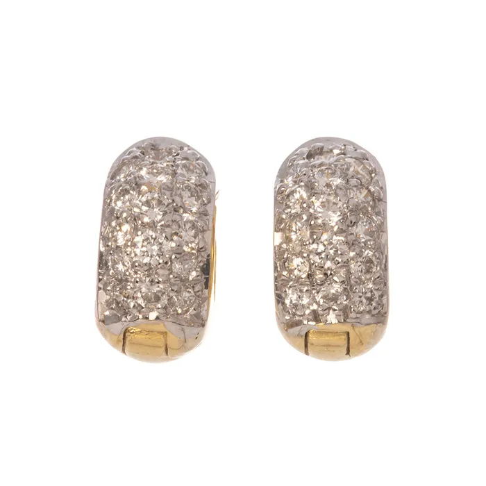 Earrings 1ct Diamond 18K Two Tone Gold Huggie Earrings Croghans
