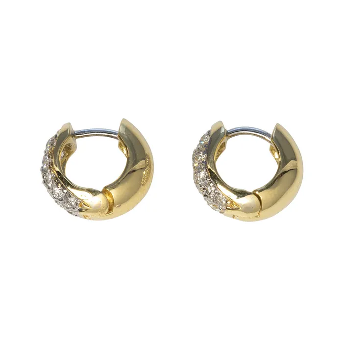 Earrings 1ct Diamond 18K Two Tone Gold Huggie Earrings Croghans