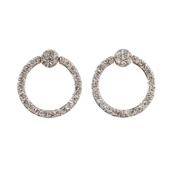 Earrings 1ctw Diamond 14K Gold Reversible Circle Drop Earrings Croghans Earrings 1ctw Diamond 14K Gold Reversible Circle Drop Earrings Croghans