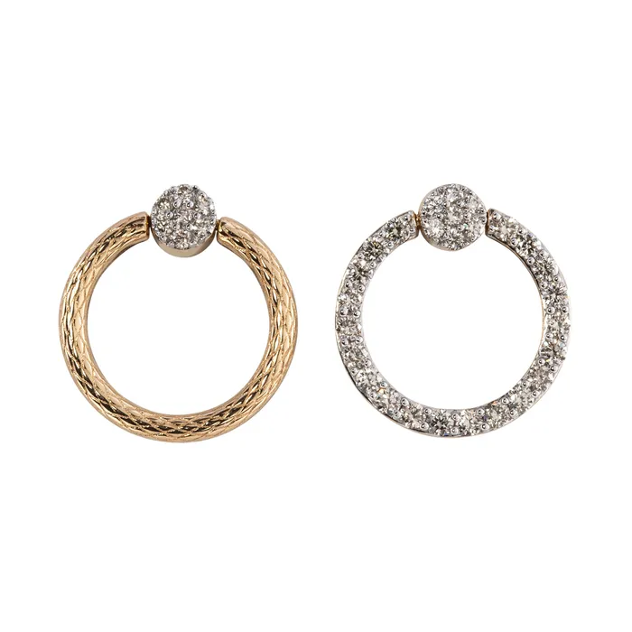 Earrings 1ctw Diamond 14K Gold Reversible Circle Drop Earrings Croghans