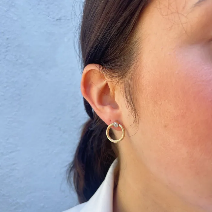 Earrings 1ctw Diamond 14K Gold Reversible Circle Drop Earrings Croghans