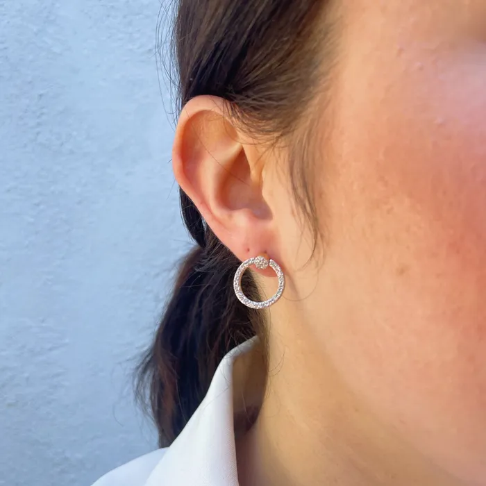 Earrings 1ctw Diamond 14K Gold Reversible Circle Drop Earrings Croghans