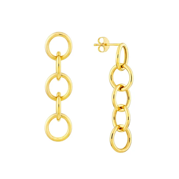 Earrings Croghans 14K Yellow Gold Round Link Endless Dangle Earrings