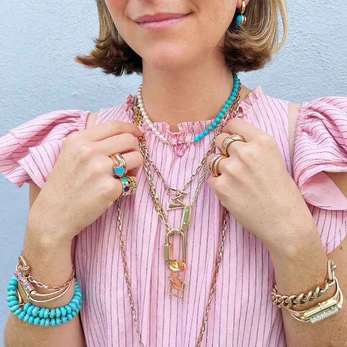 Earrings Marla Aaron Marla Aaron Akoya Pearl Turquoise Half Half Strand