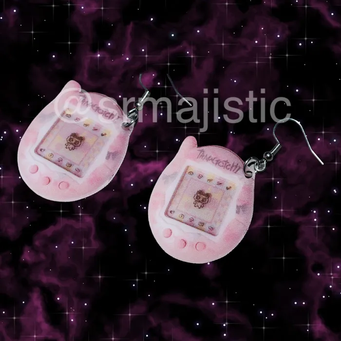 Earrings Nostalgic Tamagotchi Retro 2000s 2D Toy Handmade Earrings Sam Makes Things Earrings Nostalgic Tamagotchi Retro 2000s 2D Toy Handmade Earrings Sam Makes Things