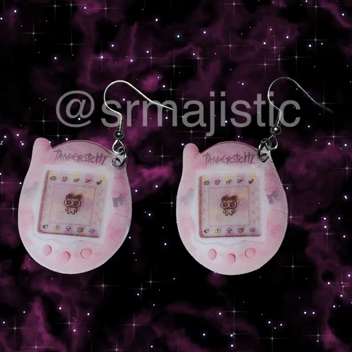 Earrings Nostalgic Tamagotchi Retro 2000s 2D Toy Handmade Earrings Sam Makes Things