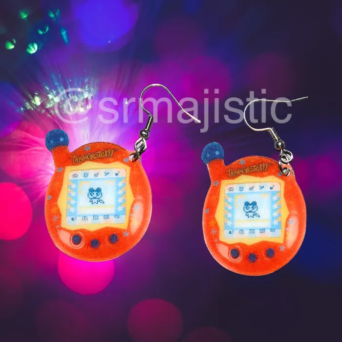 Earrings Nostalgic Tamagotchi Retro 2000s 2D Toy Handmade Earrings Sam Makes Things
