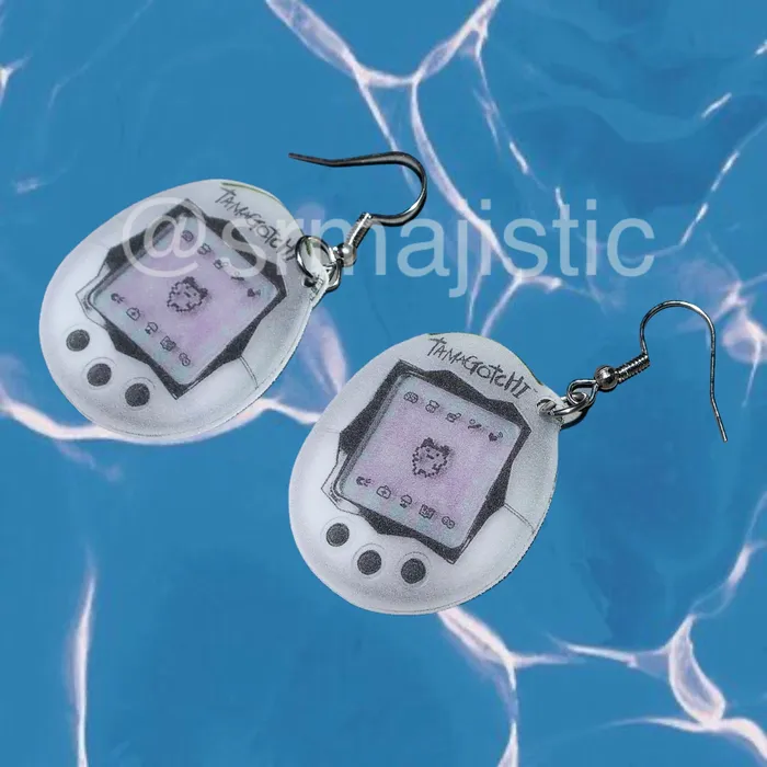 Earrings Nostalgic Tamagotchi Retro 2000s 2D Toy Handmade Earrings Sam Makes Things