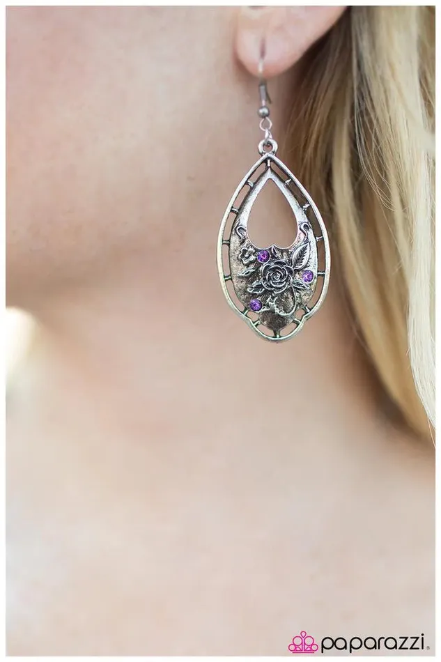 Earrings Paparazzi Earring Decorated Detail Purple Paparazzi Jewelry
