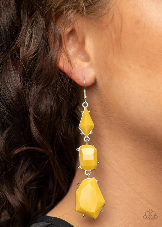 Earrings Paparazzi Earring Geo Getaway Yellow Paparazzi Jewelry