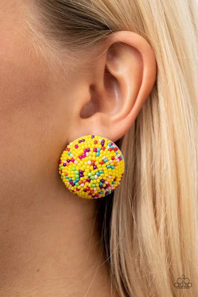 Earrings Paparazzi Earring Kaleidoscope Sky Yellow Paparazzi Jewelry