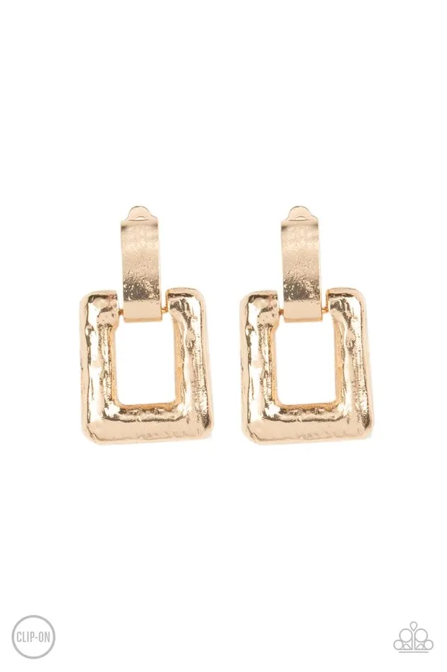 Earrings Paparazzi Jewelry Paparazzi Earring 15 Minutes of FRAME Gold Earrings Paparazzi Jewelry Paparazzi Earring 15 Minutes of FRAME Gold