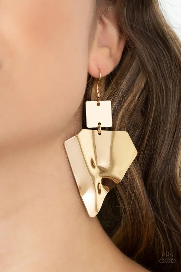 Earrings Paparazzi Jewelry Paparazzi Earring Deceivingly Deco Gold