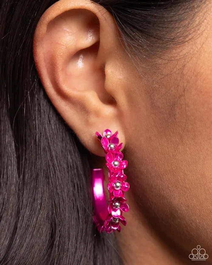 Earrings Paparazzi Jewelry Paparazzi Earring Fashionable Flower Crown Pink