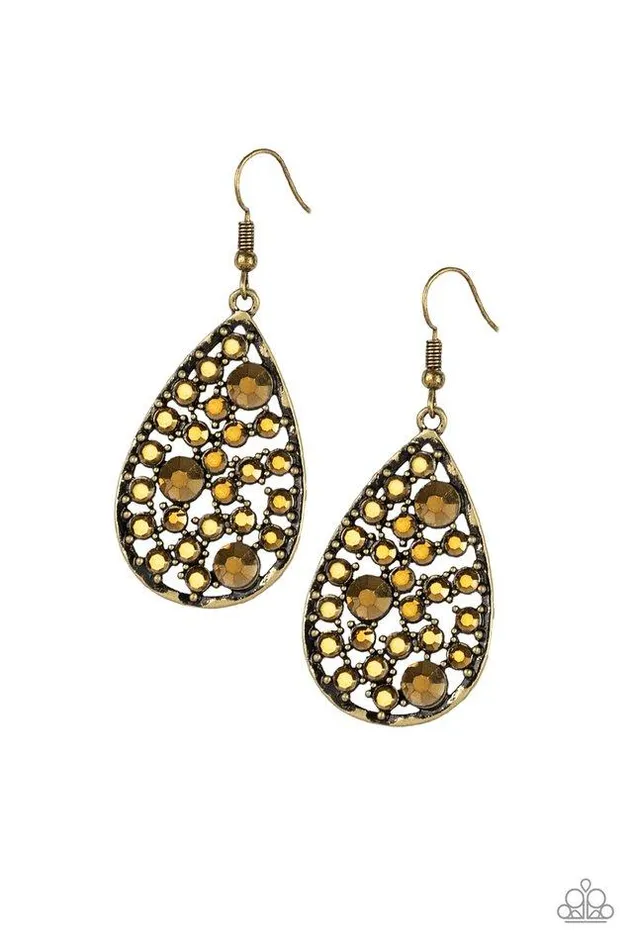 Earrings Paparazzi Jewelry Paparazzi Earring GLOW With The Flow Brass
