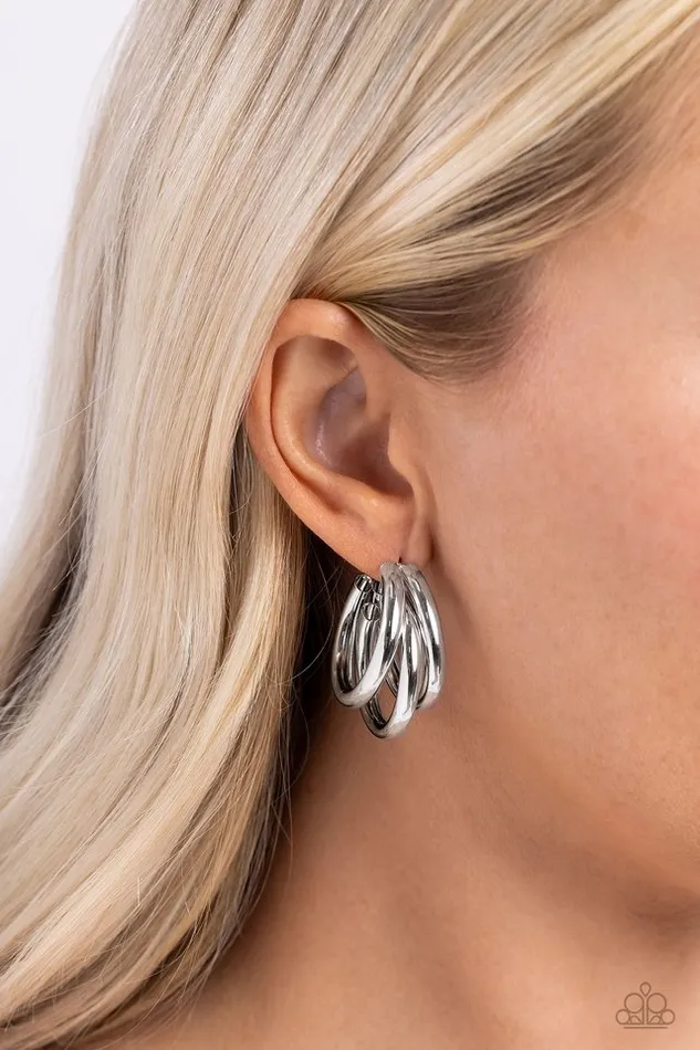 Earrings Paparazzi Jewelry Paparazzi Earring HOOP of the Day Silver