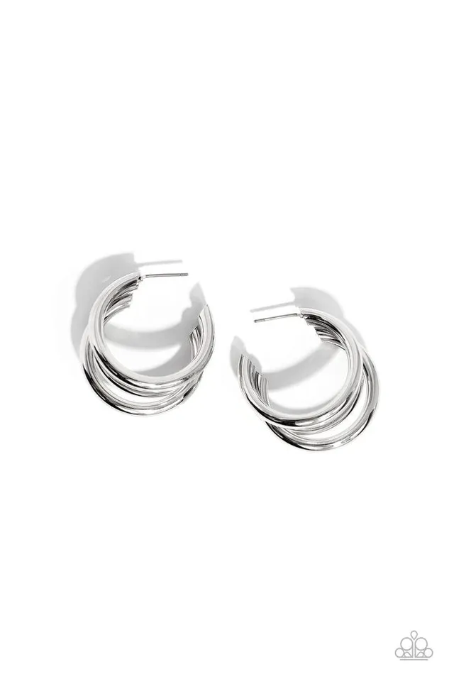 Earrings Paparazzi Jewelry Paparazzi Earring HOOP of the Day Silver Earrings Paparazzi Jewelry Paparazzi Earring HOOP of the Day Silver