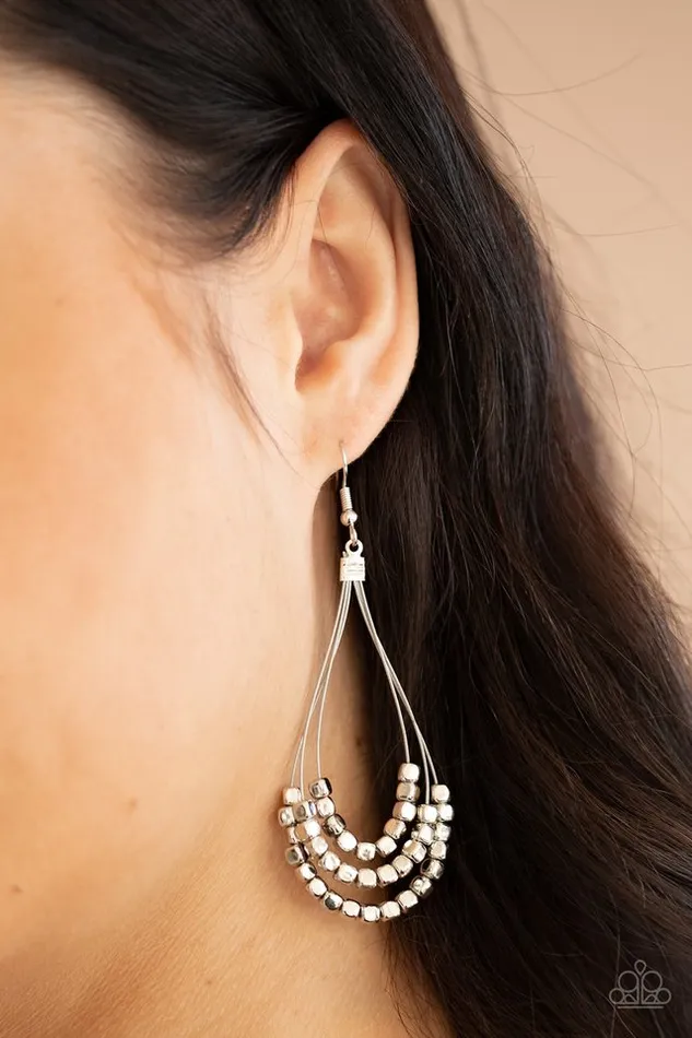 Earrings Paparazzi Jewelry Paparazzi Earring Off The Blocks Shimmer Silver