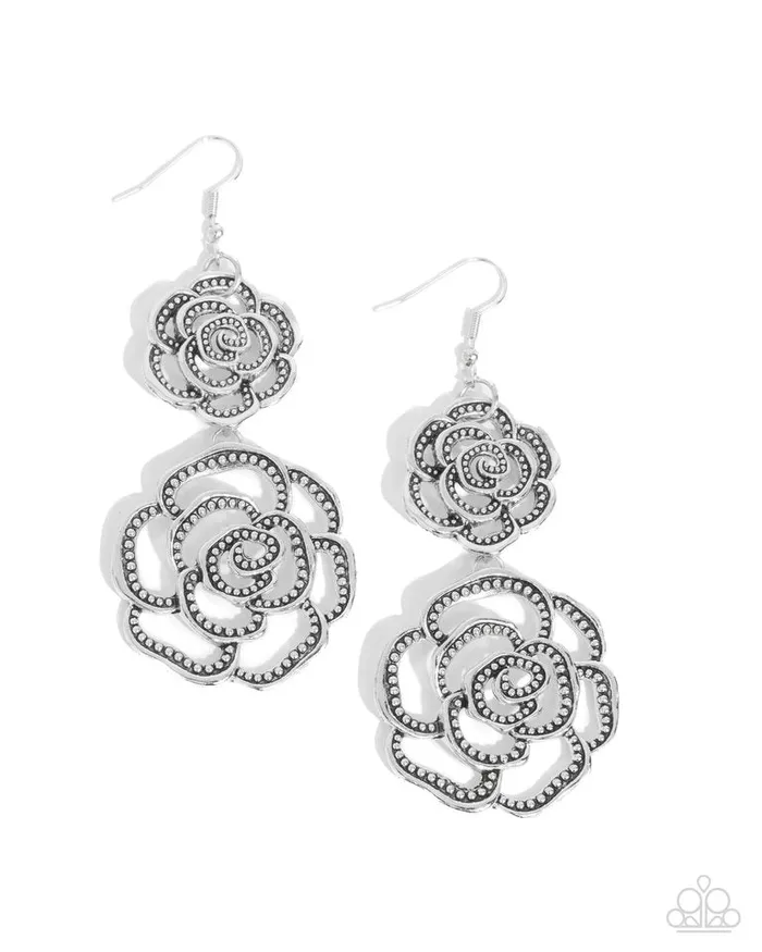Earrings Paparazzi Jewelry Paparazzi Earring Reminiscent Rosette Silver Earrings Paparazzi Jewelry Paparazzi Earring Reminiscent Rosette Silver
