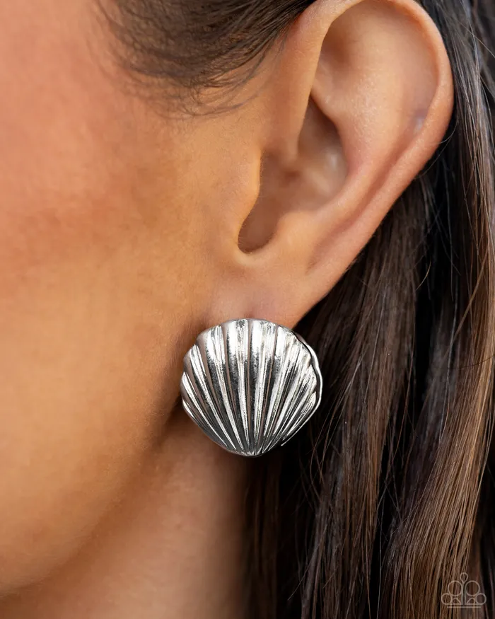 Earrings Paparazzi Jewelry Paparazzi Earring Seashell Surprise Silver
