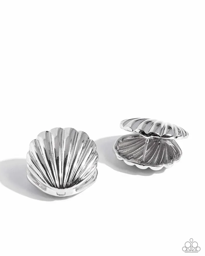 Earrings Paparazzi Jewelry Paparazzi Earring Seashell Surprise Silver