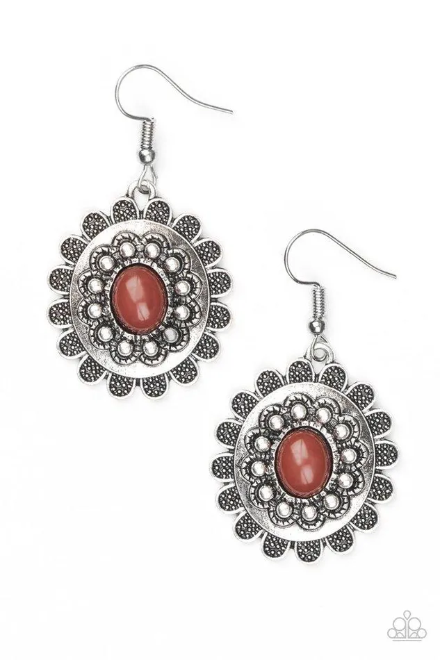 Earrings Paparazzi Jewelry Paparazzi Earring Summer Blooms Brown