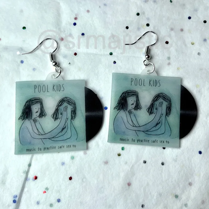 Earrings Pool Kids Music to Practice Safe Sex to Vinyl Album Handmade Earrings Sam Makes Things Earrings Pool Kids Music to Practice Safe Sex to Vinyl Album Handmade Earrings Sam Makes Things