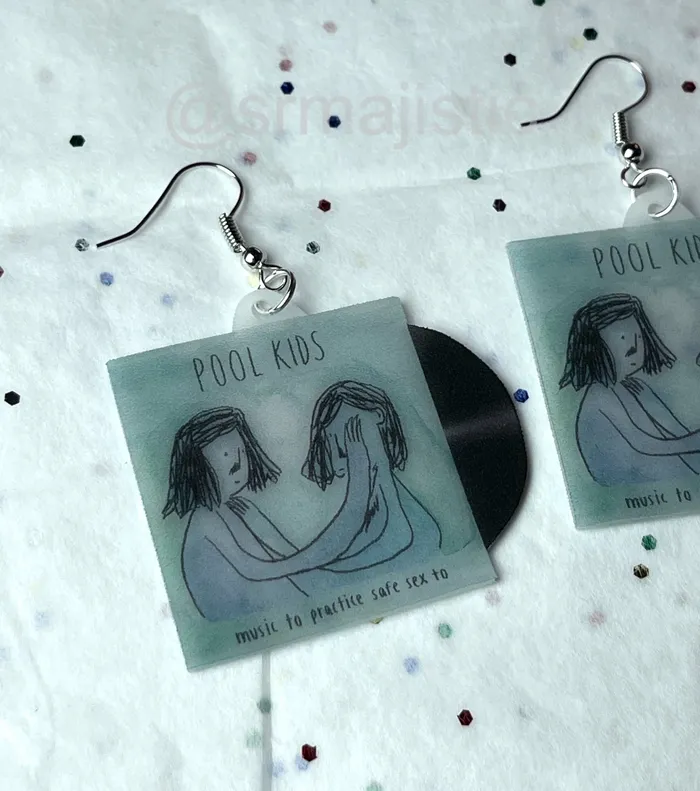 Earrings Pool Kids Music to Practice Safe Sex to Vinyl Album Handmade Earrings Sam Makes Things