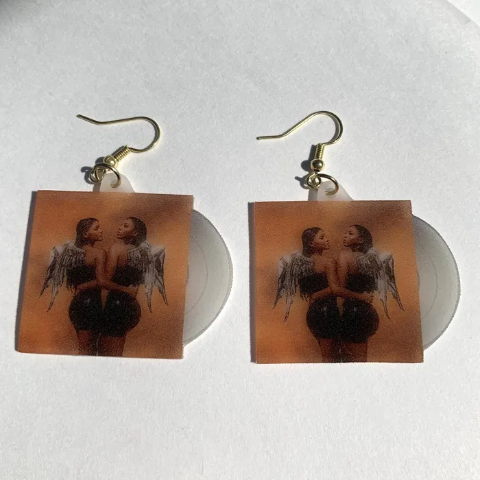 Earrings Sam Makes Things Chloe x Halle Ungodly Hour Vinyl Album Handmade Earrings Earrings Sam Makes Things Chloe x Halle Ungodly Hour Vinyl Album Handmade Earrings