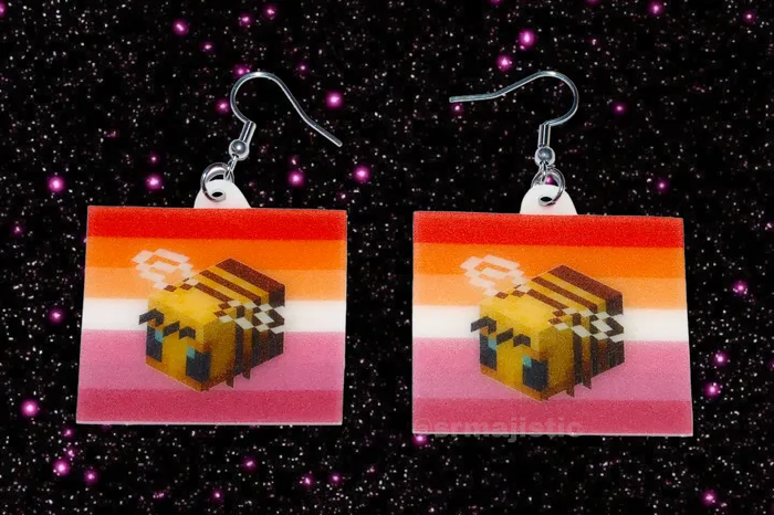 Earrings Sam Makes Things Lesbian Flag Minecraft Bee Cute Character Handmade Earrings Earrings Sam Makes Things Lesbian Flag Minecraft Bee Cute Character Handmade Earrings