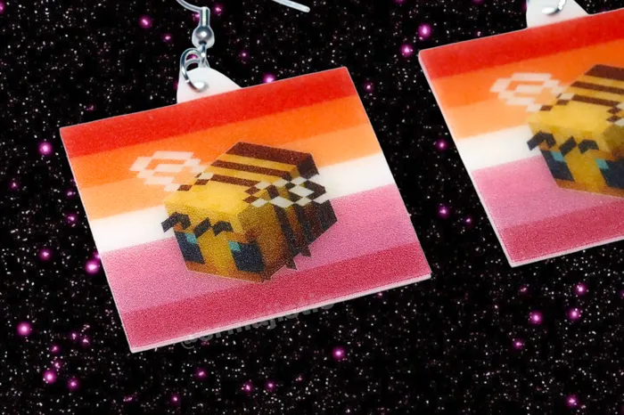 Earrings Sam Makes Things Lesbian Flag Minecraft Bee Cute Character Handmade Earrings