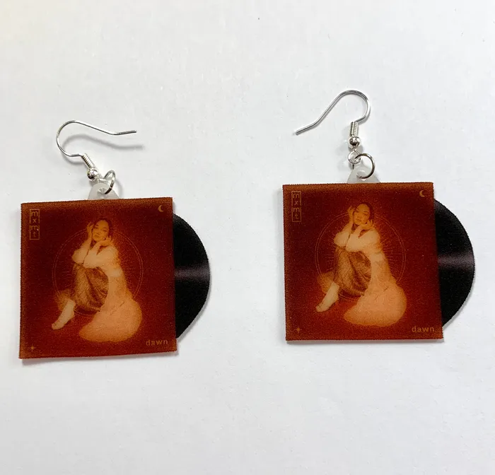 Earrings Sam Makes Things Mxmtoon Dawn and Dusk Collection of Vinyl Albums Handmade Earrings Earrings Sam Makes Things Mxmtoon Dawn and Dusk Collection of Vinyl Albums Handmade Earrings